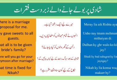 Wedding Related English Sentences With Urdu and Hindi translation