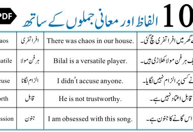 Mixed English Vocabulary Sentences With Urdu And Hindi Examples PDF Download