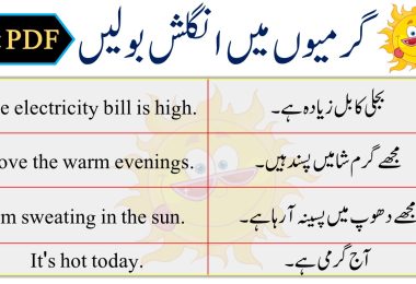 Sentences Summer in Urdu and English