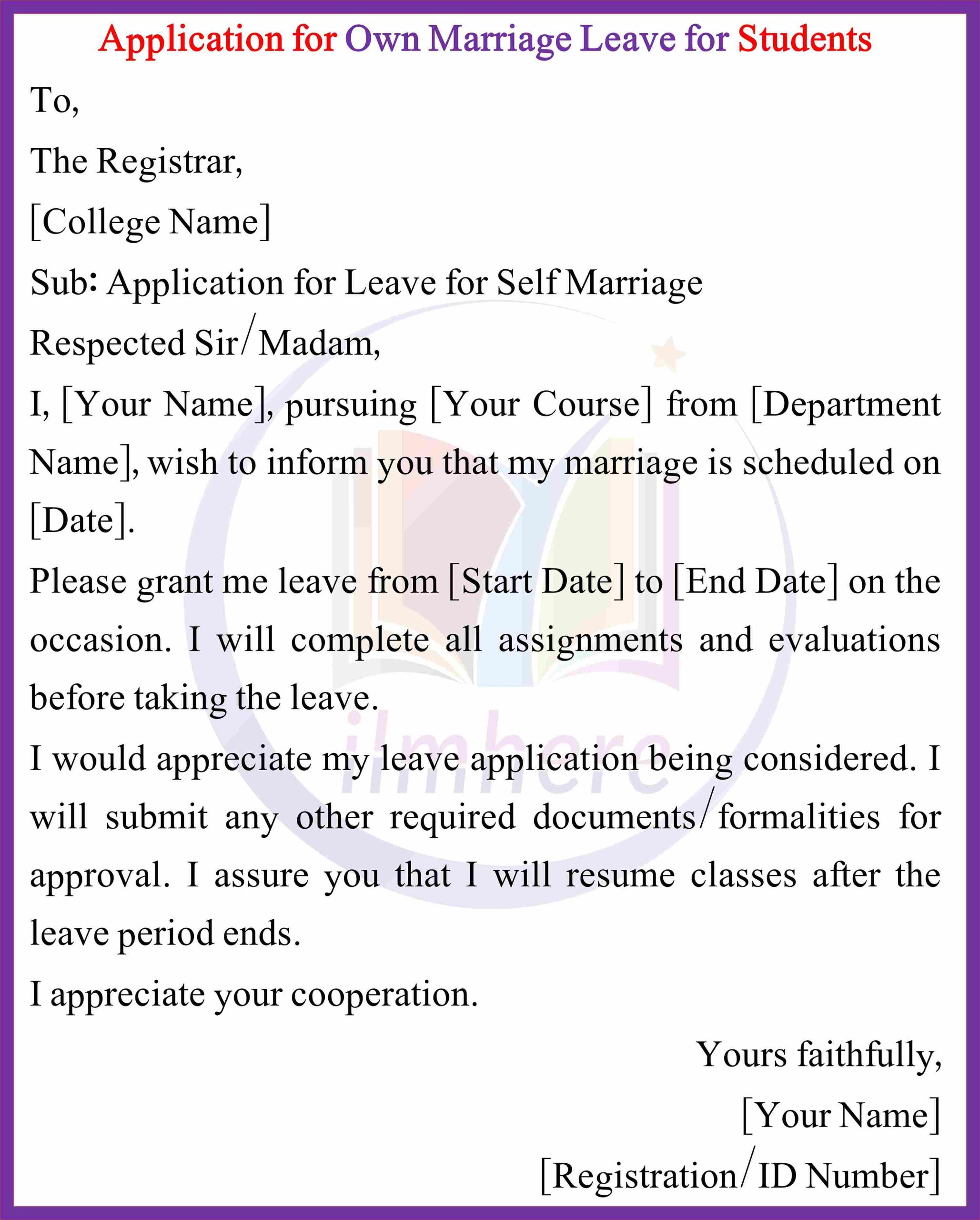 Application for Own Marriage Leave for Students