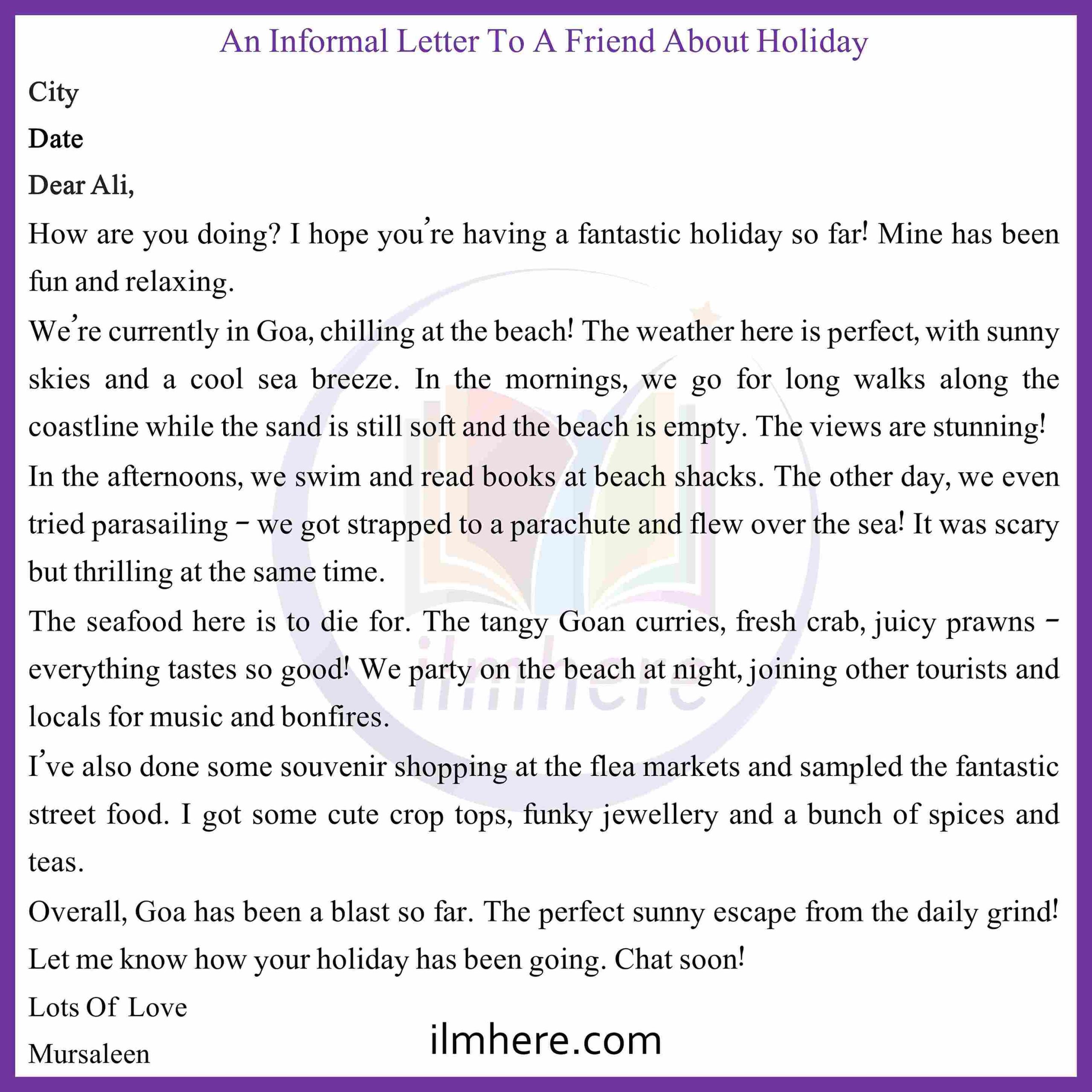 How to Write An Invitation To Your Friends Including A Plan For One Week Holiday