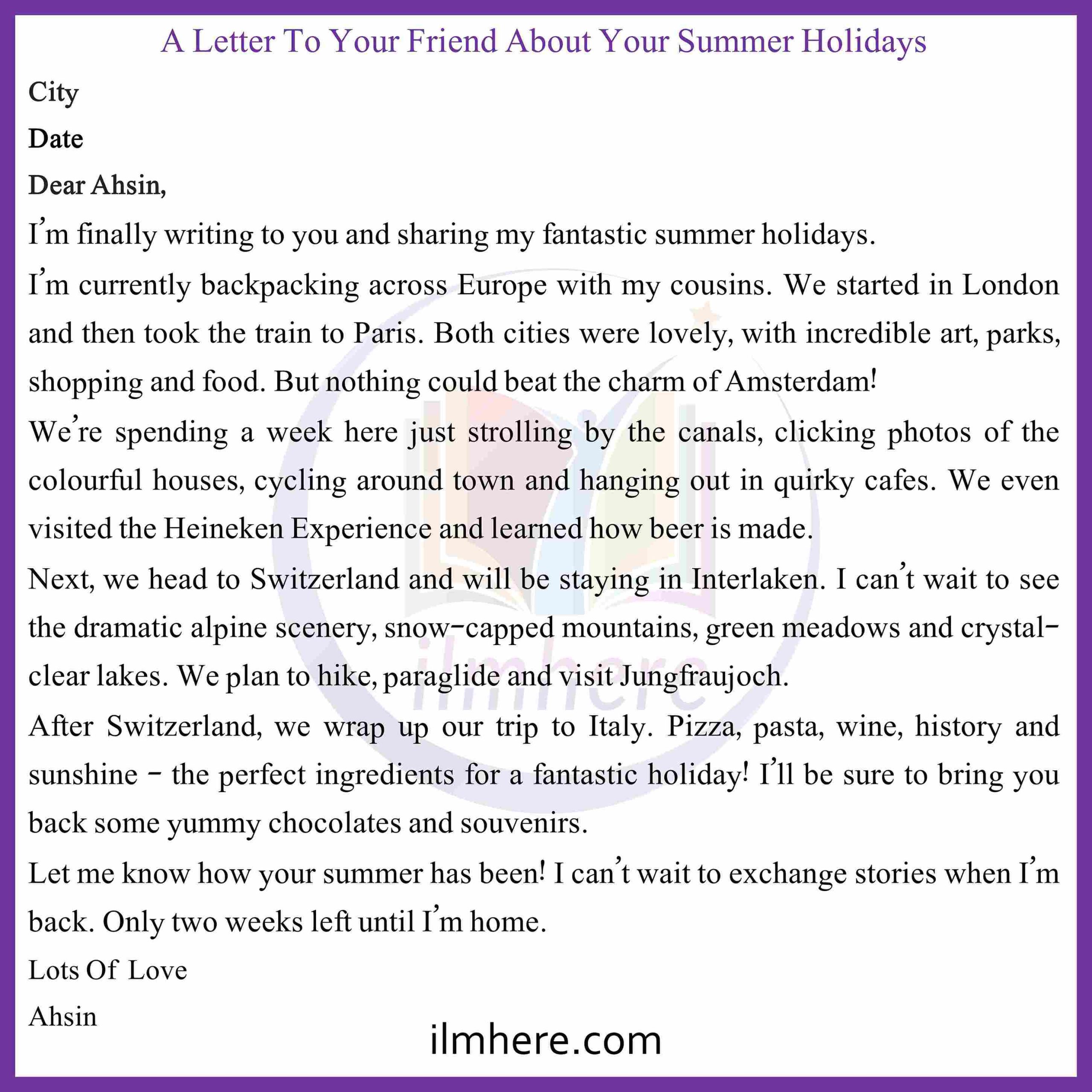 How to Write a Letter To Your Friend About Your Summer Holidays In an Informal Letter
