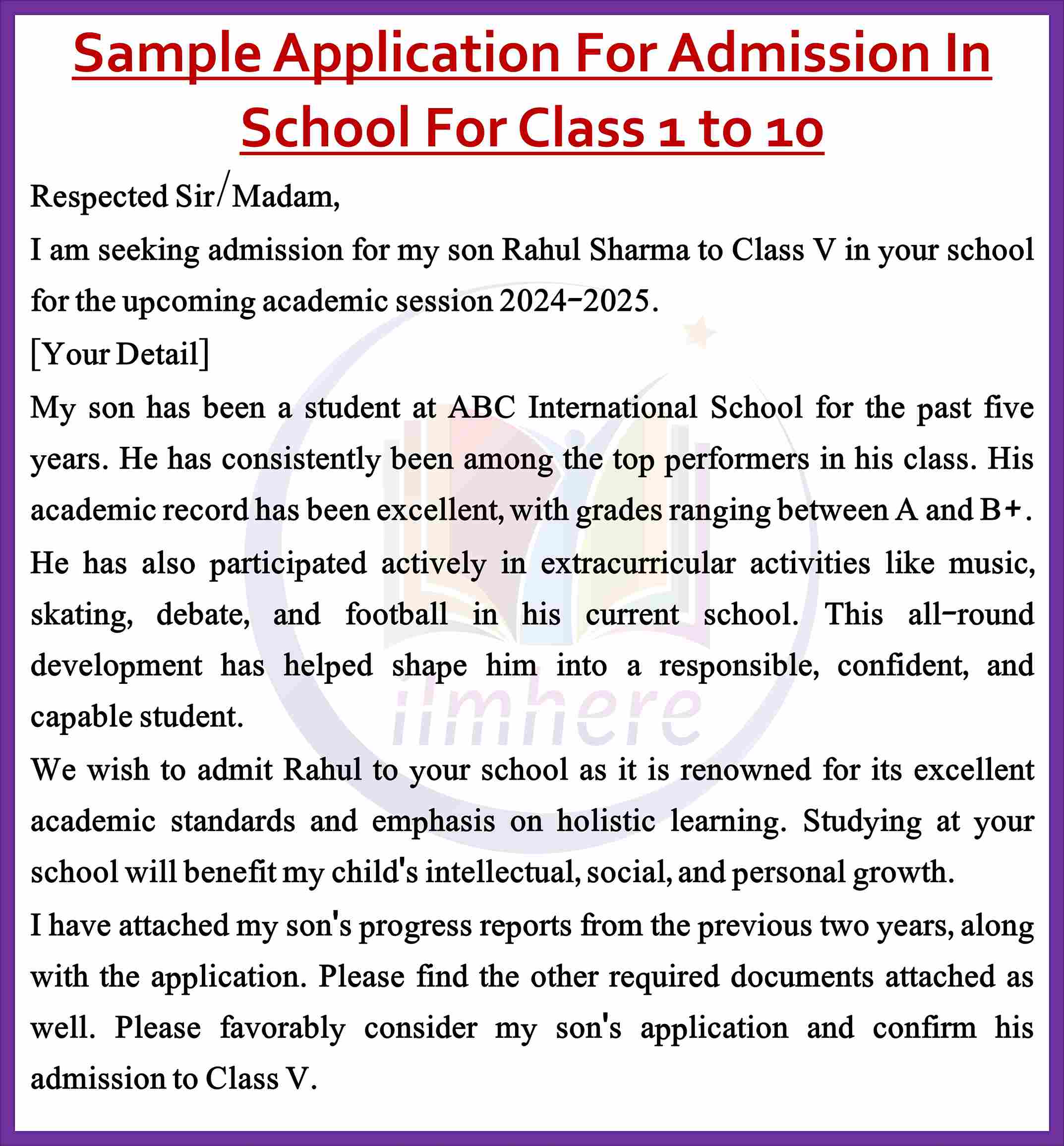 School Admission Application