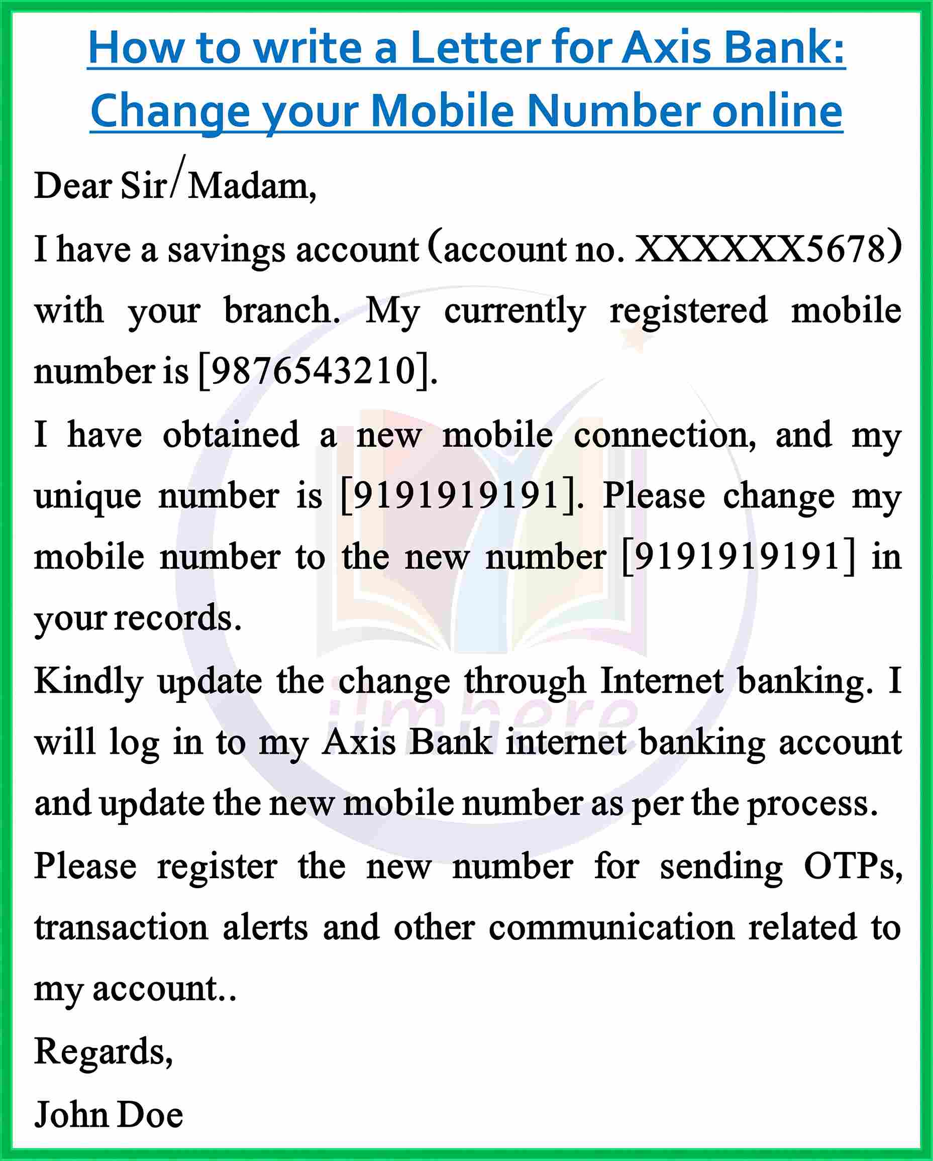 Applications for Change Mobile Numbers in Bank - 3