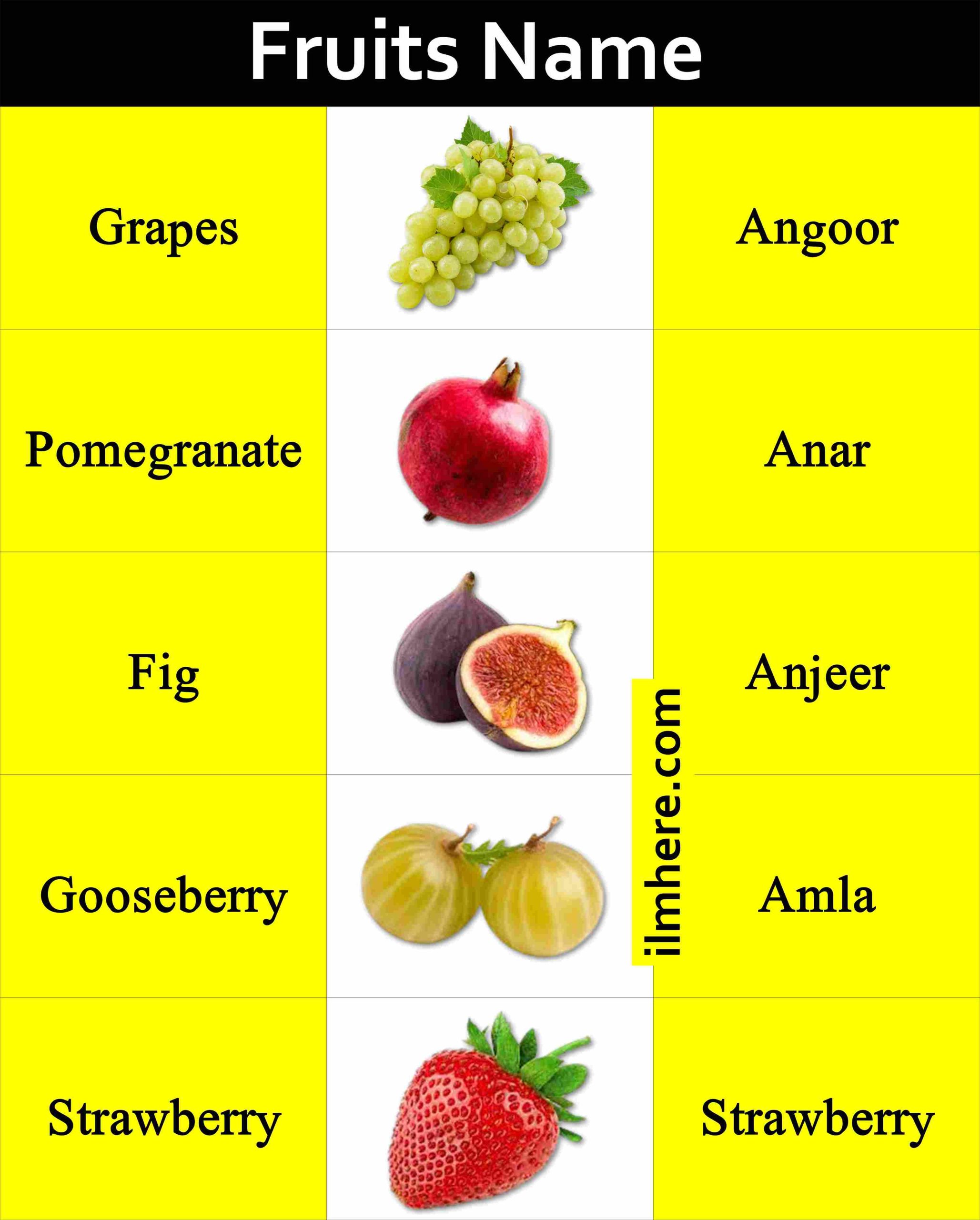 Top 100 Fruit Names in English and Urdu