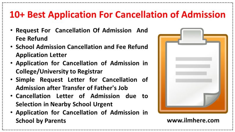 Application For Cancellation of Admission