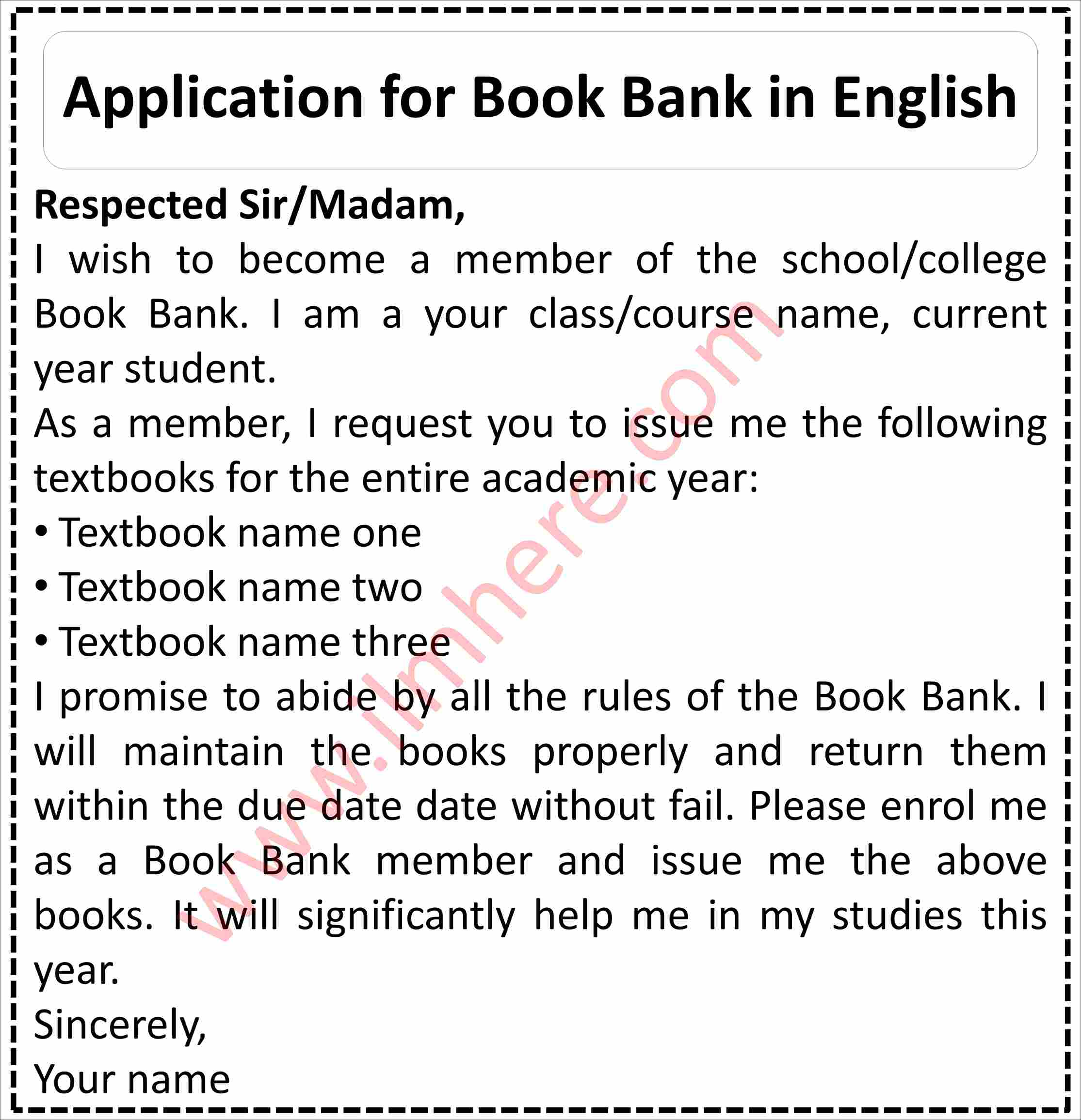 Application for Book Bank in English