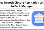 Fixed Deposit Closure Application Letter to Bank Manager