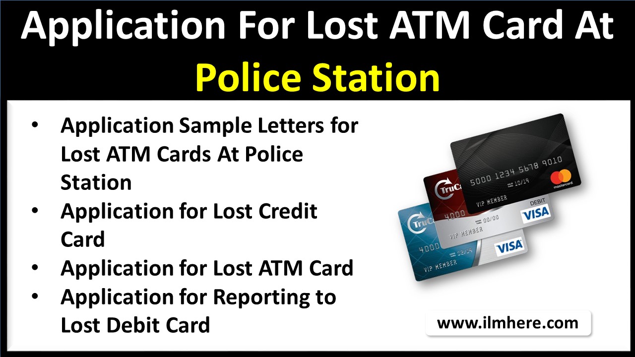 The image is a sample application form for reporting a lost ATM card to a police station. It is not an official form, but it can be used as a template to fill out when reporting a lost ATM card. The form includes space for the following information: Applicant's name Applicant's address Applicant's phone number Date of application Name of bank Account number Card number Description of the card (e.g., color, design) Date the card was lost Circumstances of the loss (e.g., lost, stolen) There is also space for a police officer to take additional notes. It is important to note that reporting a lost ATM card to the police is not always necessary. If you think your card may have been stolen, you should report it to the police immediately. However, if you simply lost your card, you may be able to get a new one from your bank without filing a police report. Here are some steps to take if you lose your ATM card: Contact your bank immediately to report the card lost or stolen. The bank will cancel your old card and issue you a new one. If you think your card may have been stolen, you should also file a police report.