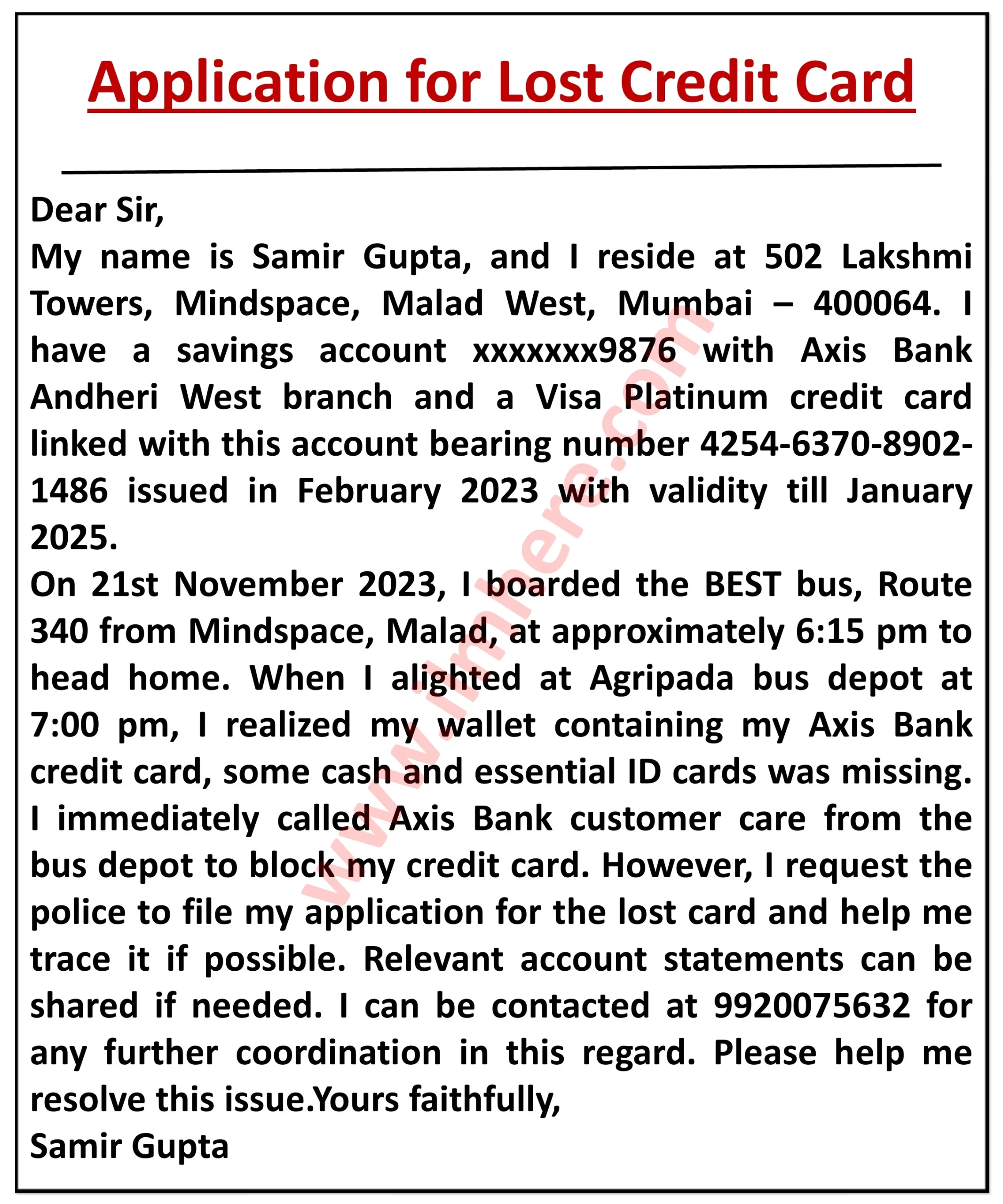 Application For Lost ATM Card At Police Station - 2