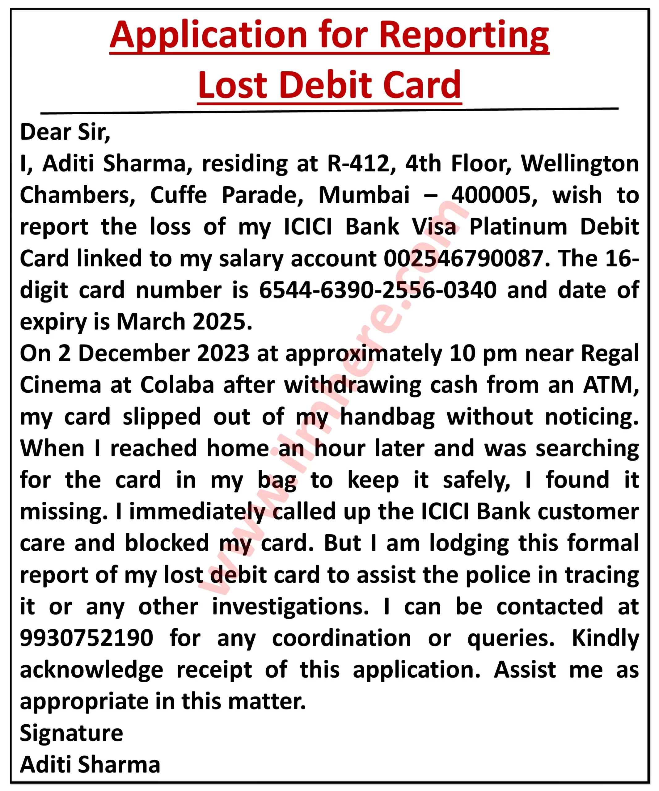 Application For Lost ATM Card At Police Station - 3