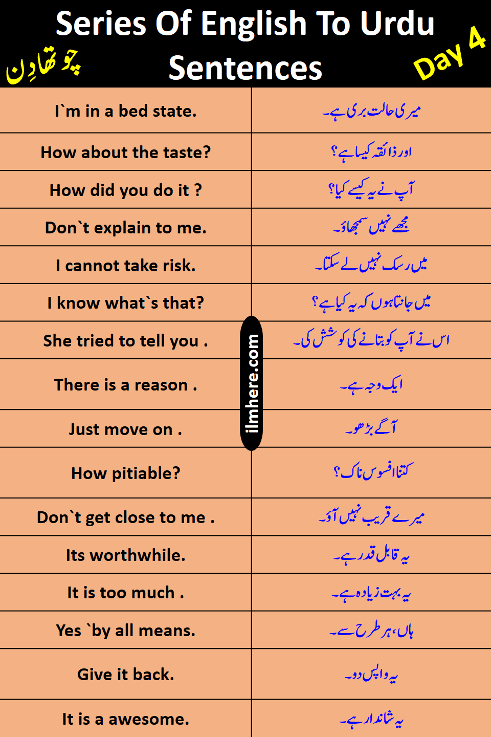 Series Of 8000 Daily Use English To Urdu Sentences Day 4