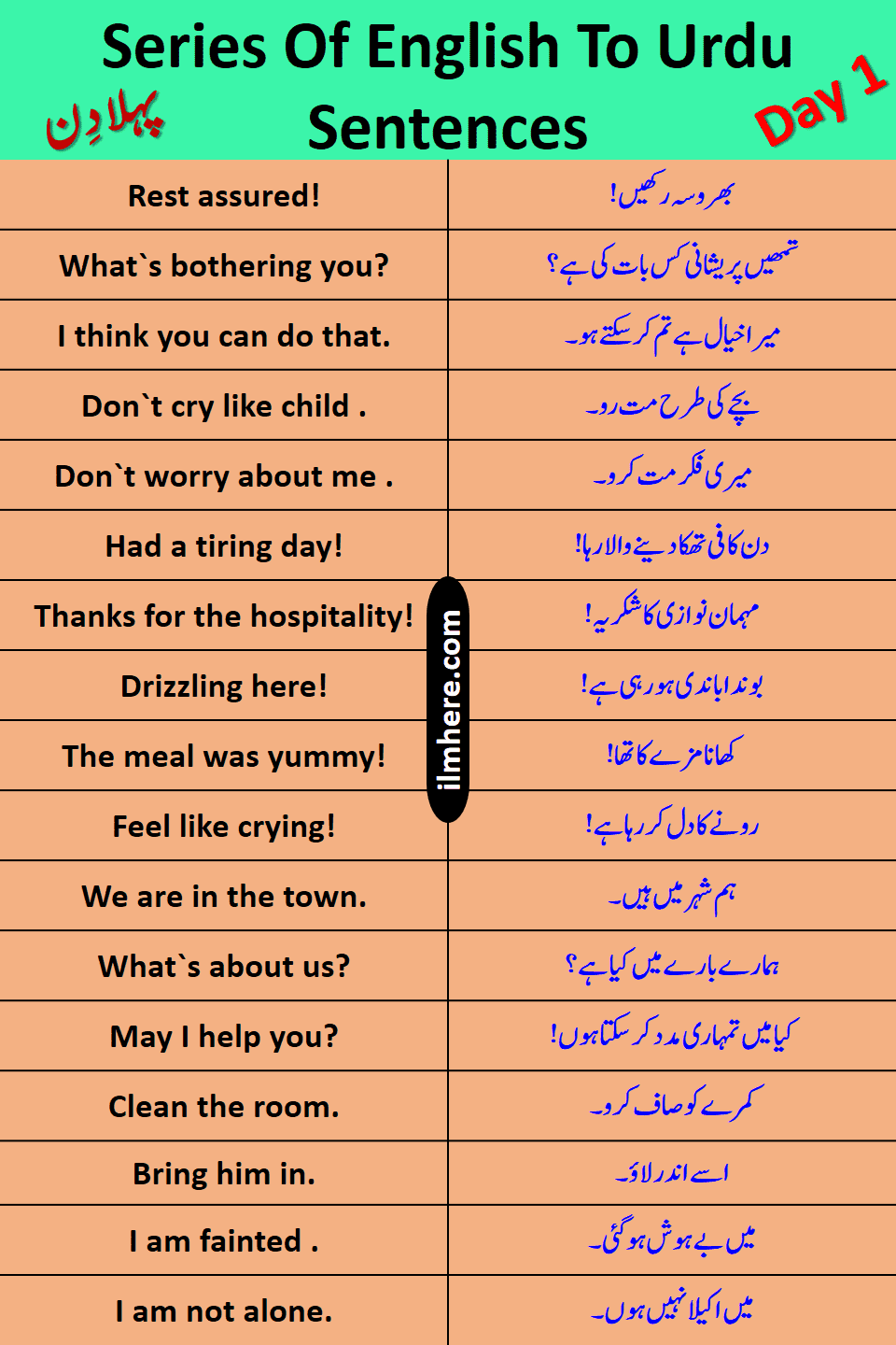 8000 Daily Use English To Urdu Sentences Day 1