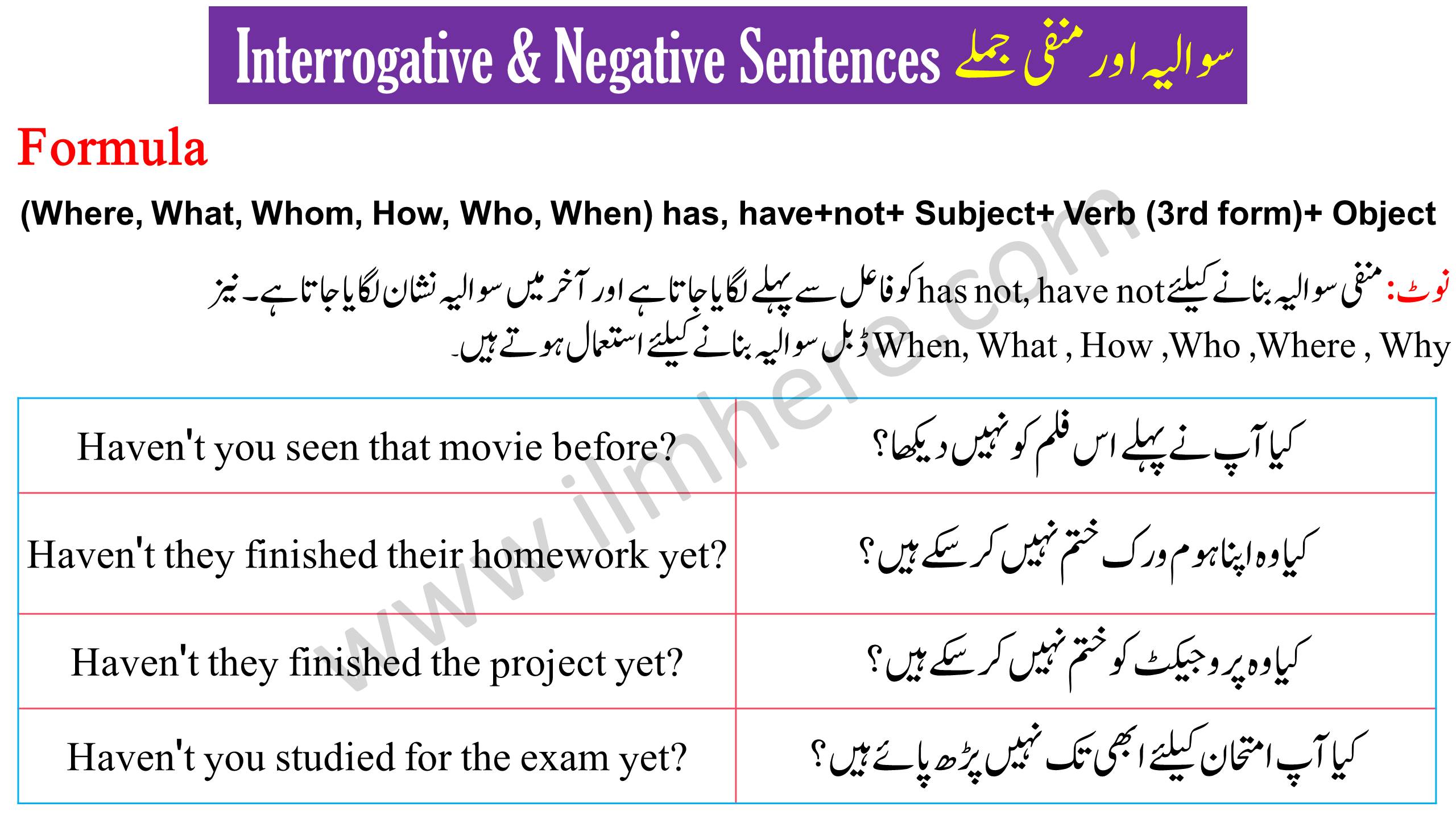 Interrogative & Negative Sentences - Present Perfect Tense