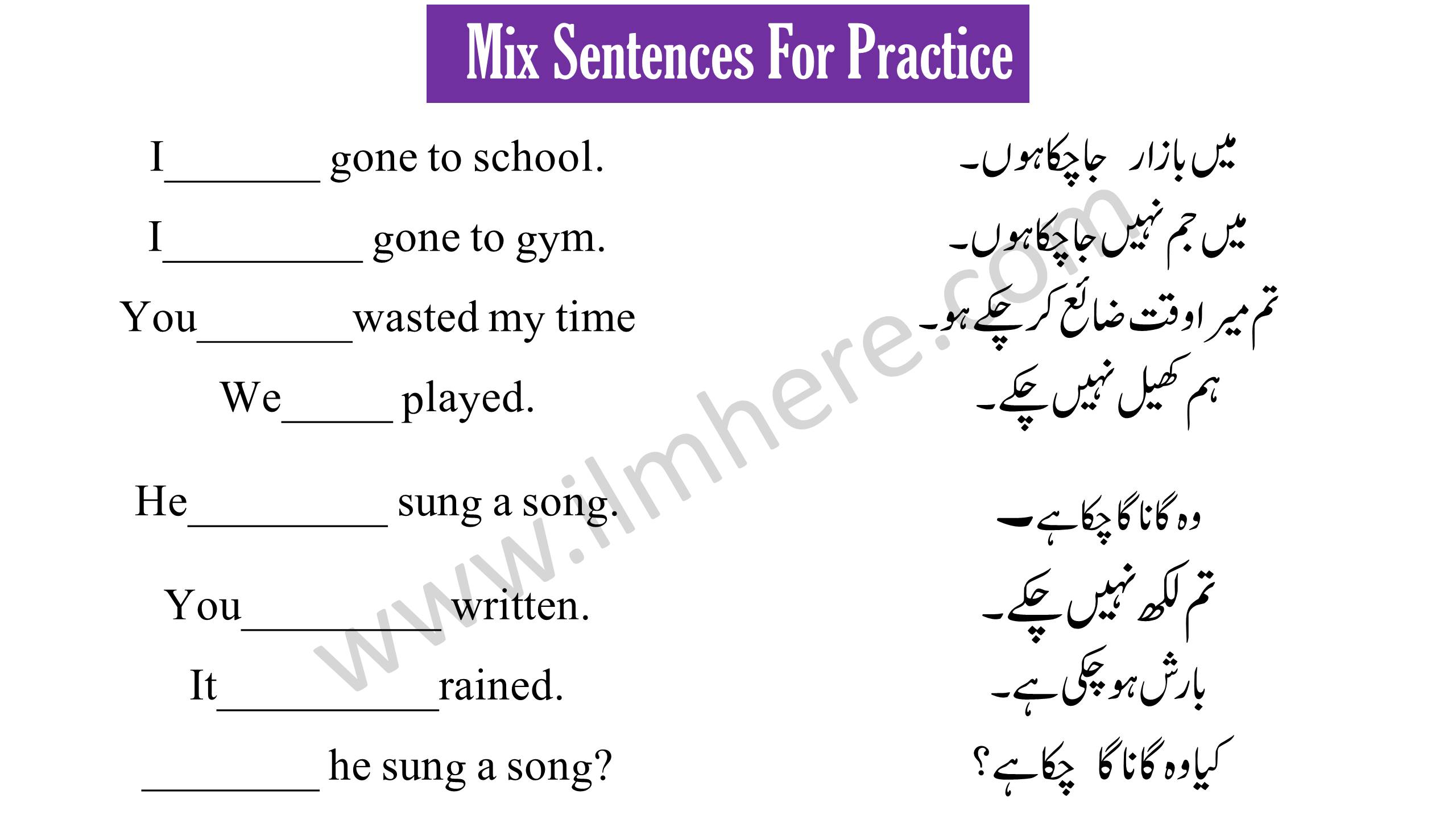 Exercise on Present Perfect Tense - 2